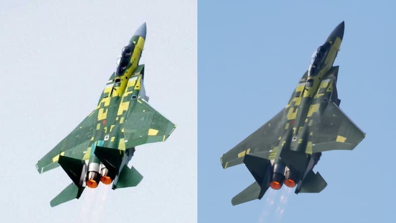 F-15QA（左側）とF-15EX（右側）の比較