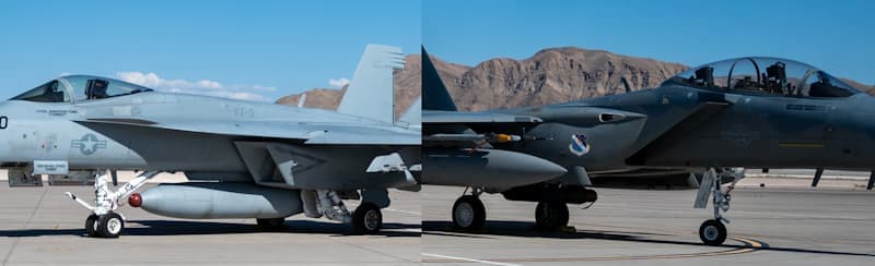 F-15EXイーグルIIとF/A-18スーパーホーネットの降着装置