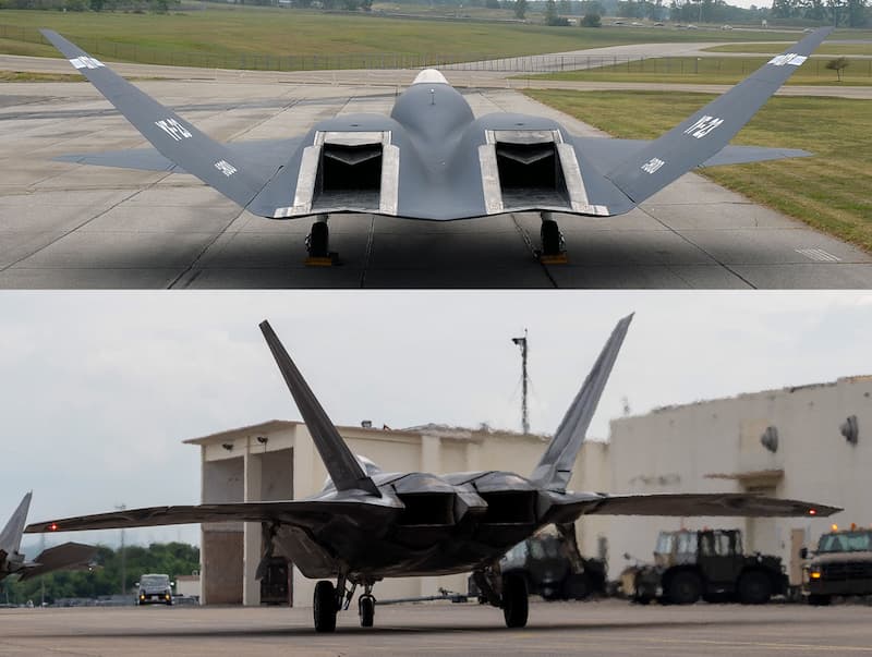 YF-23とF-22:後方から