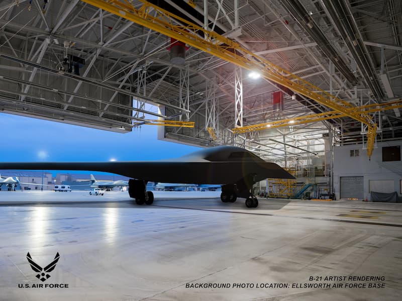 B-21レイダー（イメージ）：基地の整備格納庫
